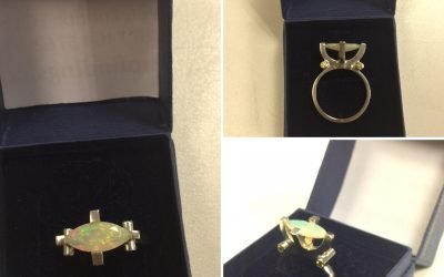 Silver opal & citrine ring